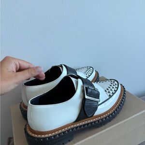 Burberry Black and White Leather Loafers